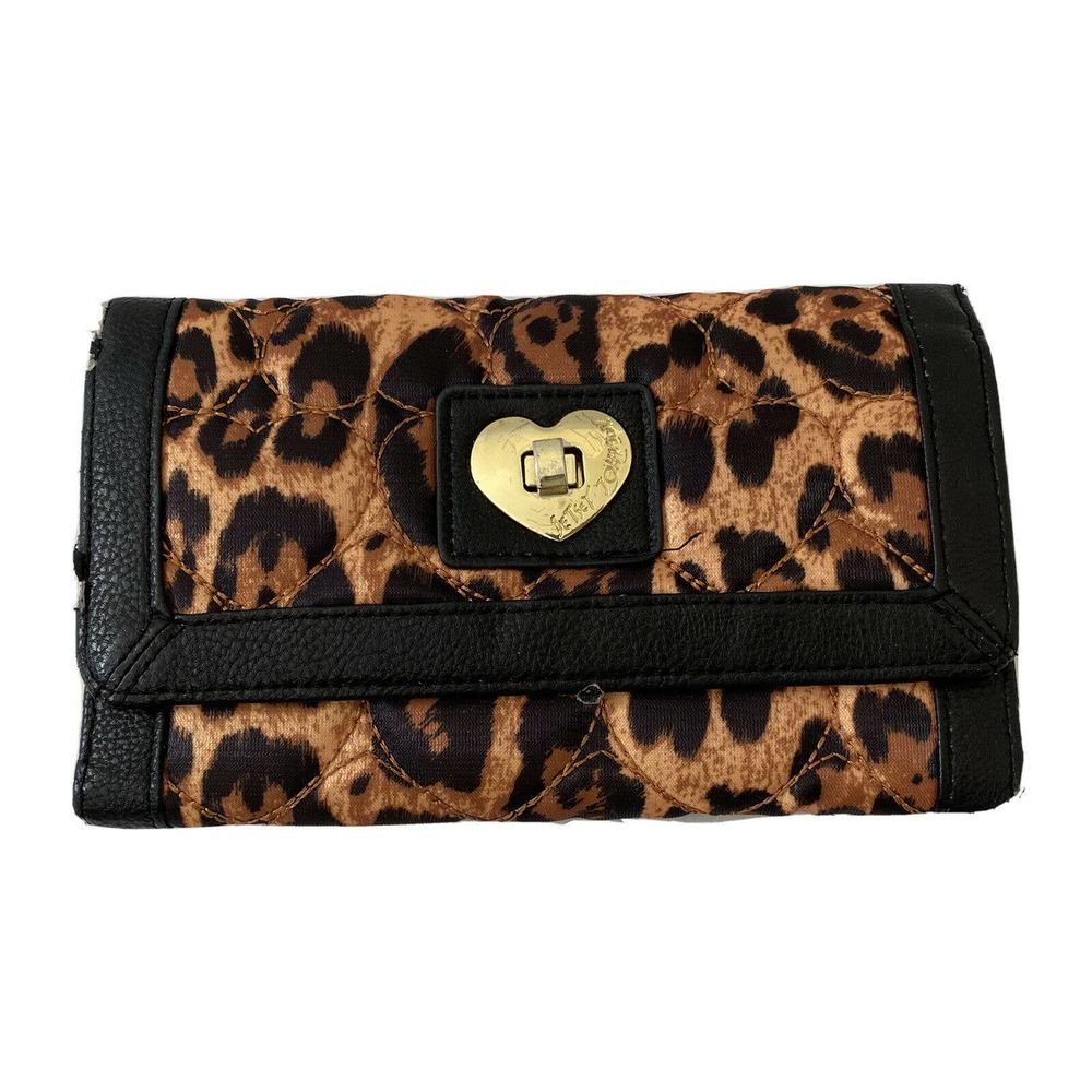 Betsey Johnson Leopard Heart Quilted Wallet